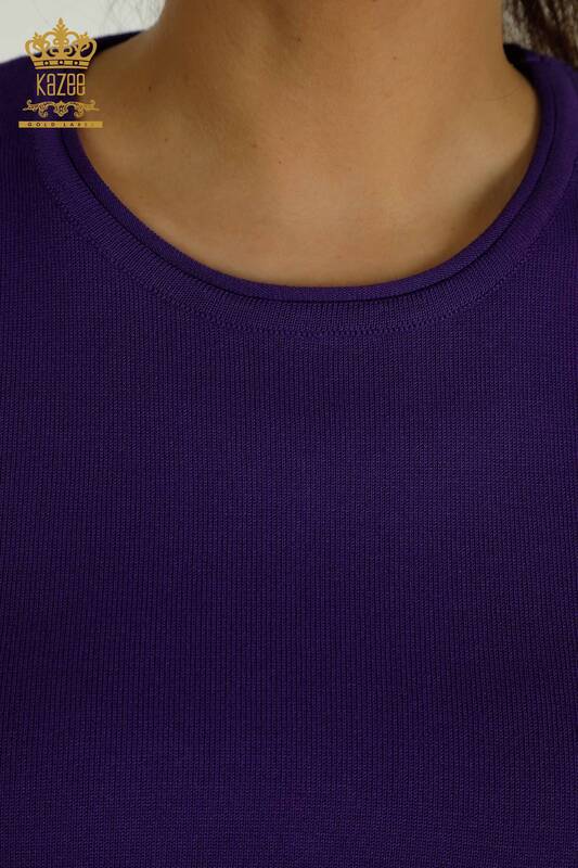 Pull en tricot pour femmes en gros modèle américain violet - 15943 | KAZEE