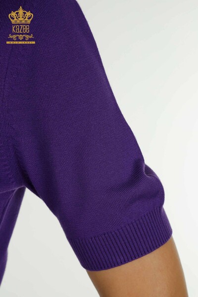 Pull en tricot pour femmes en gros modèle américain violet - 15943 | KAZEE - Thumbnail