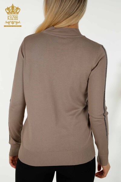 Pull en tricot pour femmes en gros vison à motifs rose - 30448 | KAZEE - Thumbnail