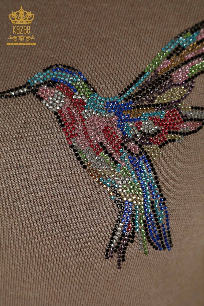 Pull en tricot pour femmes en gros vison brodé d'oiseau - 30401 | KAZEE - 4