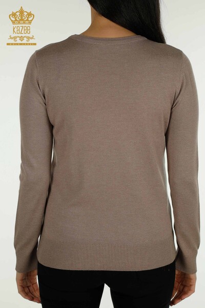 Pull en tricot pour femmes en gros vison brodé d'oiseau - 30401 | KAZEE - 8