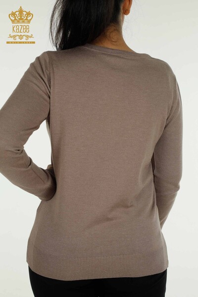 Pull en tricot pour femmes en gros vison brodé papillon - 30215 | KAZEE - Thumbnail