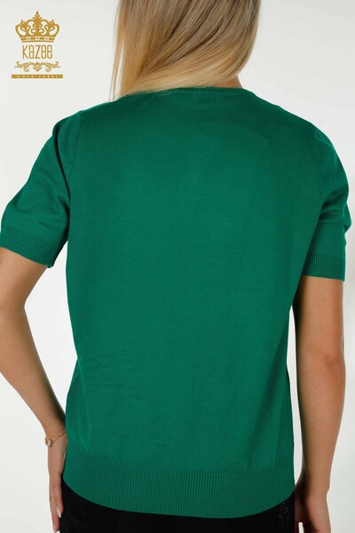 Vente en gros Pull tricot pour femmes - Pierre brodée - Vert - 30333 | KAZÉE - Thumbnail
