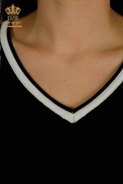 Pull en tricot pour femmes en gros rayé noir - 30699 | KAZEE - Thumbnail (2)