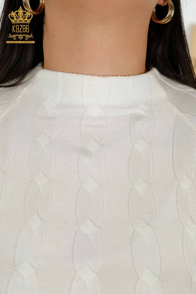 Grossiste Maille Pull Tissé Ecru Femme - 30251 | KAZEE - 3