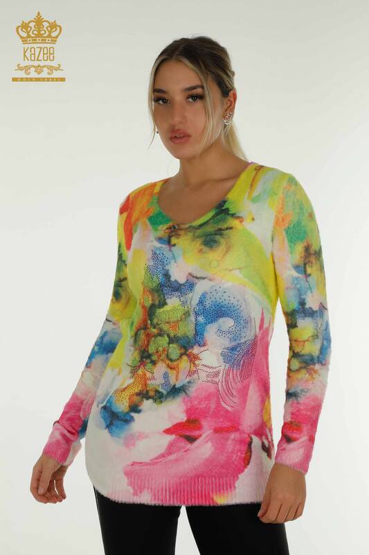 Vente en gros de tricots pour femmes Angora Stone brodés numériquement - 40011 | KAZEE