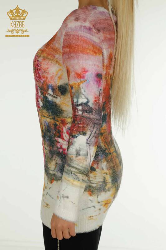 Vente en gros de tricots pour femmes Angora papillon imprimé numérique - 40010 | KAZEE