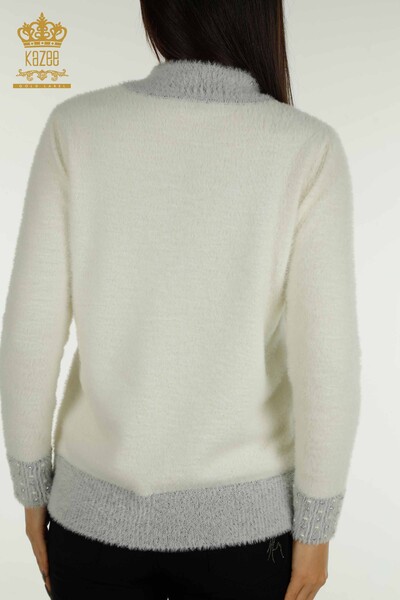 Vente en gros de tricots pour femmes Stone Beaded Angora Ecru - 30668 | KAZEE - Thumbnail