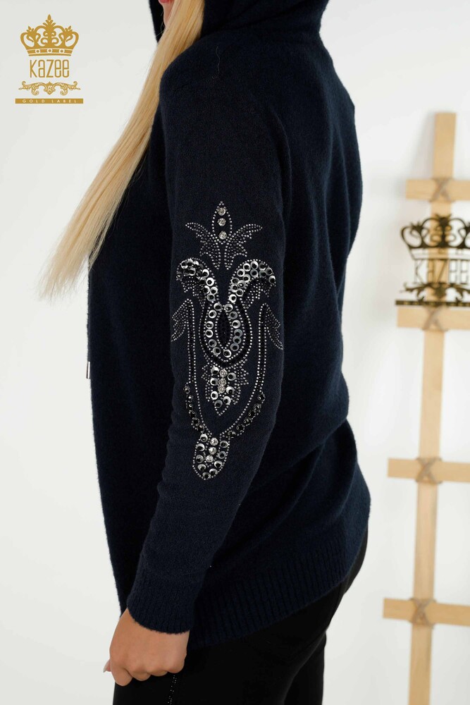 Pull en tricot à capuche pour femmes en gros bleu marine - 40006 | KAZEE - 6