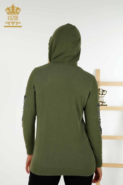 Pull en tricot à capuche pour femmes en gros kaki - 40006 | KAZEE - 9