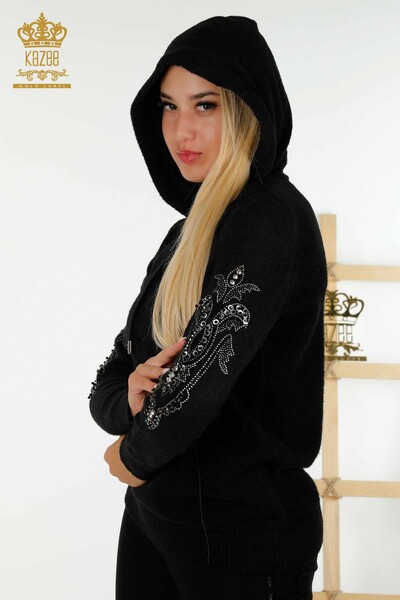 Pull en tricot à capuche pour femmes en gros noir - 40006 | KAZEE - 6