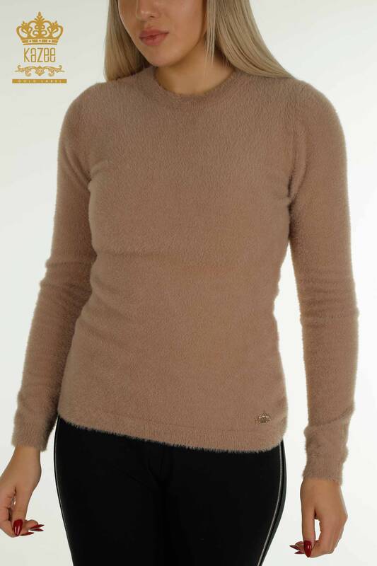 Pull en tricot pour femmes en gros Angora Basic Vison - 30490 | KAZEE