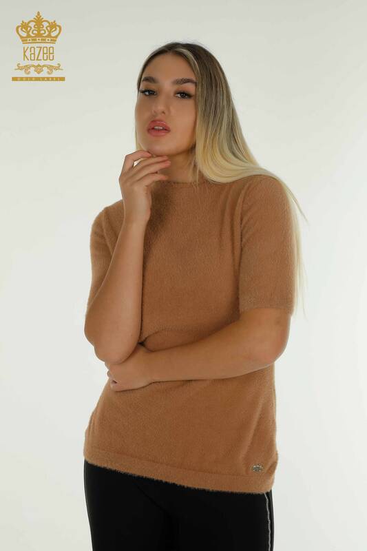 Pull en tricot pour femmes en gros Angora Basic Vison - 30610 | KAZEE