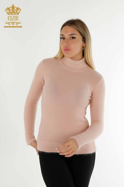 Vente en gros de tricots pour femmes pull Angora col roulé Logo poudre - 12046 | KAZEE - Thumbnail