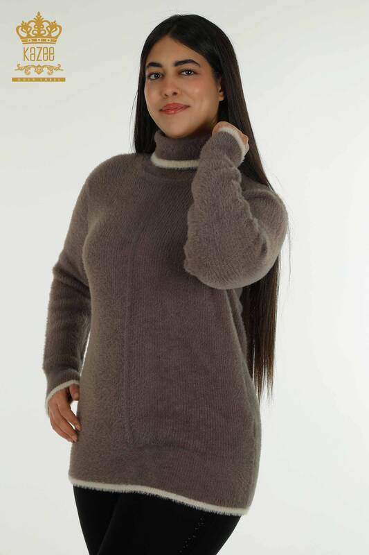 Pull en tricot pour femmes en gros Angora Vison Foncé - 30646 | KAZEE