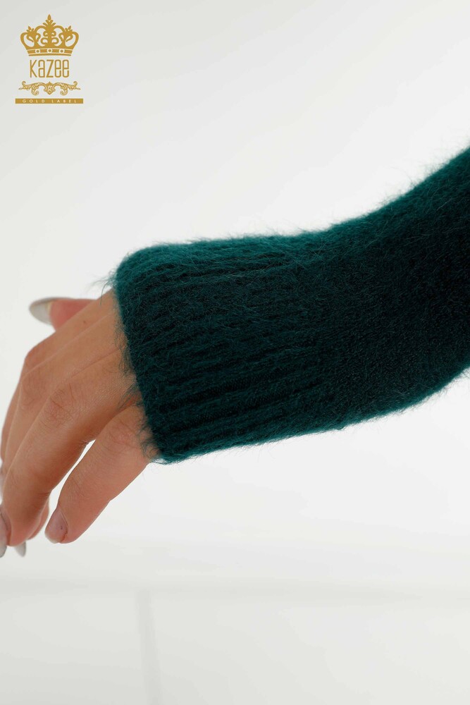 Pull en tricot pour femmes en gros avec logo Angora vert foncé - 18432 | KAZEE - 6