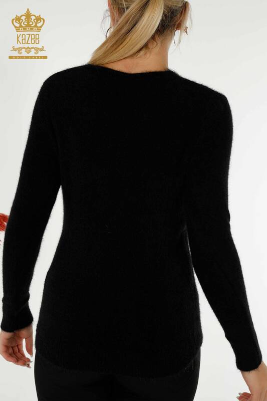 Grossiste Tricots Femme Pull Basic Angora Noir - 12047 | KAZEE