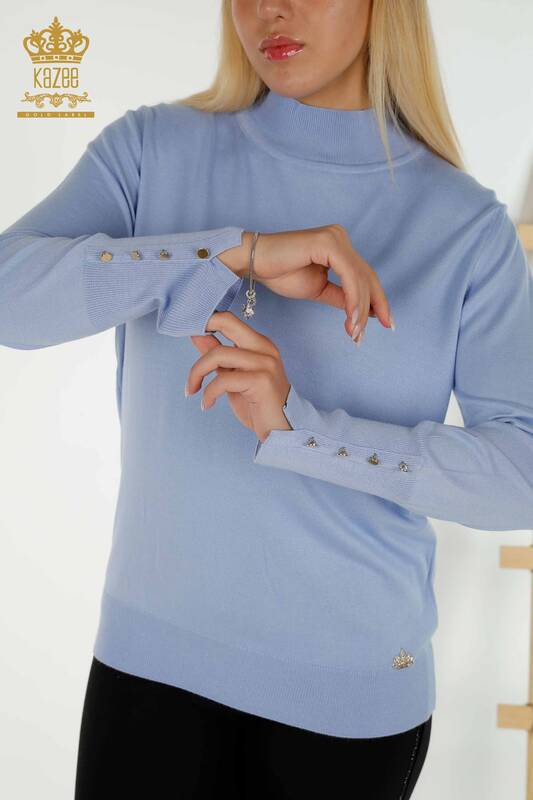 Pull en tricot pour femmes en gros bleu basique - 30507 | KAZEE