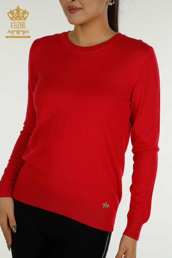 Pull en tricot basique pour femme avec logo corail - 11052 | KAZEE - 2