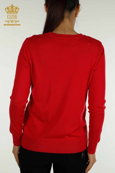 Pull en tricot basique pour femme avec logo corail - 11052 | KAZEE - 6