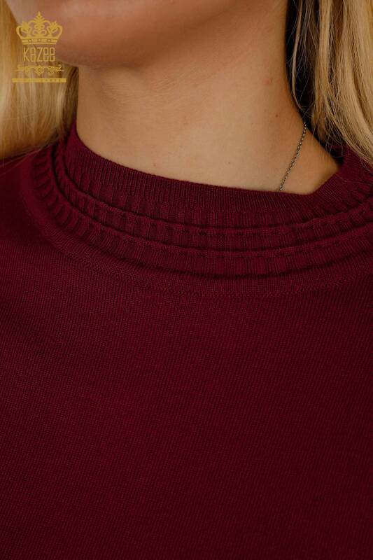 Pull en tricot basique pour femmes avec logo violet - 30253 | KAZEE
