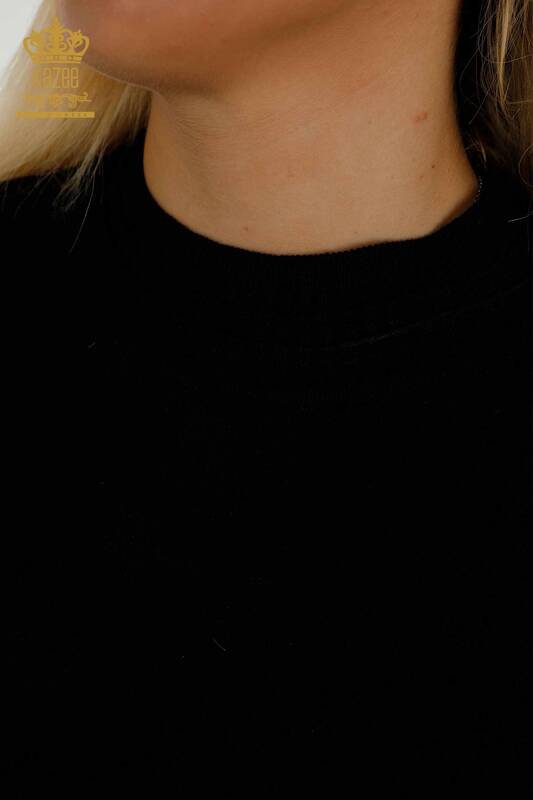 Pull en tricot basique pour femmes avec logo noir - 30253 | KAZEE