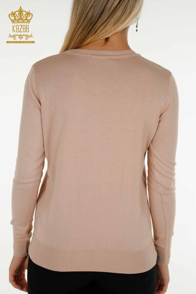 Pull en tricot pour femmes en gros avec logo basique poudre - 11052 | KAZEE - Thumbnail