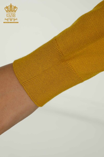 Pull en tricot pour femmes en gros Basic Logo Safran - 11052 | KAZEE - 5