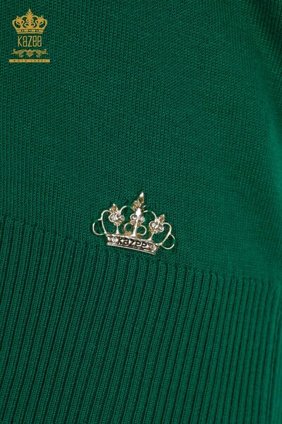 Pull en tricot pour femmes en gros de base vert avec logo - 30253 | KAZEE - Thumbnail
