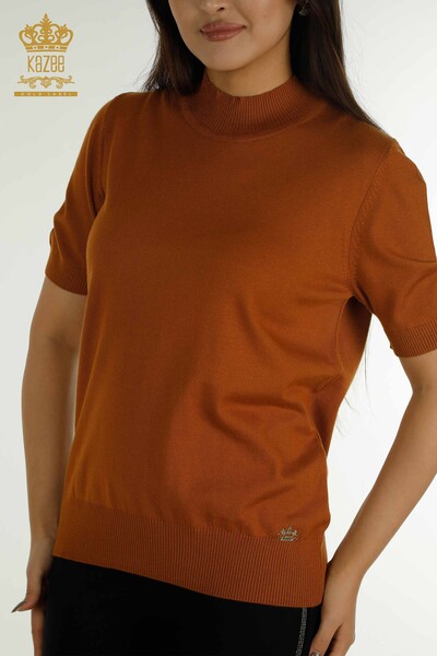 Pull en tricot pour femmes en gros col haut Viscose Tan - 16168 | KAZEE - Thumbnail