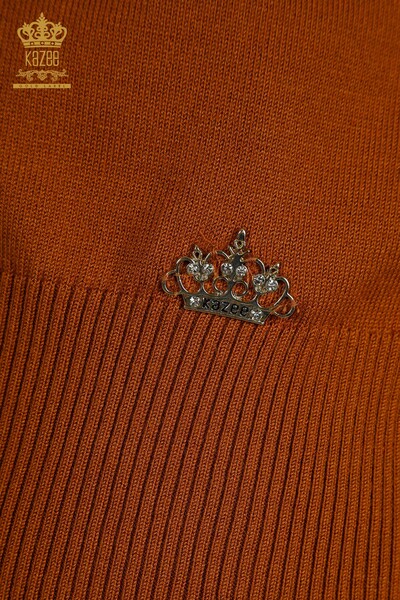 Pull en tricot pour femmes en gros col haut Viscose Tan - 16168 | KAZEE - Thumbnail