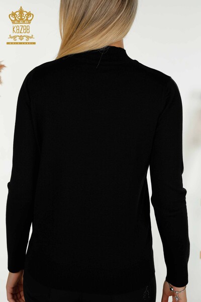 Grossiste Tricots Pull Col Haut Noir - 30393 | KAZEE - 7