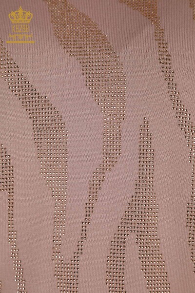 Pull en tricot pour femmes en gros à col haut poudre - 30670 | KAZEE - Thumbnail