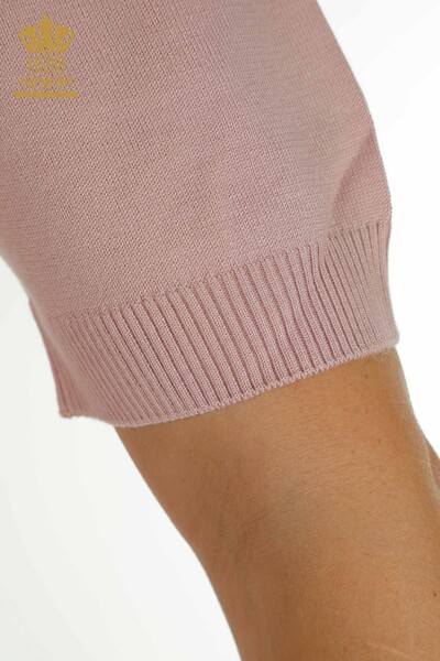 Pull en tricot pour femmes en gros à col haut poudre - 30670 | KAZEE - Thumbnail