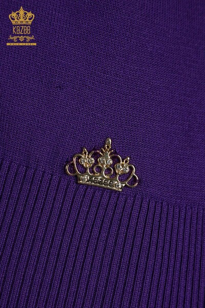 Vente en gros de tricots pour femmes pull col haut viscose violet - 16168 | KAZEE - Thumbnail