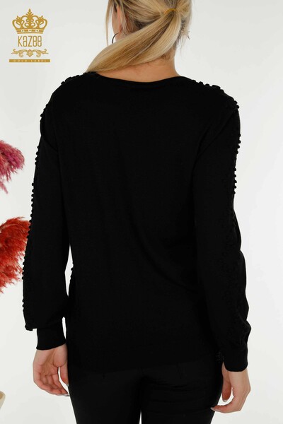 Pull en tricot pour femmes en gros col rond noir - 16740 | KAZEE - Thumbnail