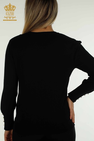 Pull en tricot pour femmes en gros col rond noir - 30508 | KAZEE - Thumbnail