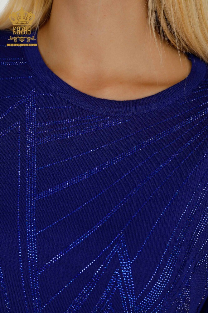 Pull en tricot pour femmes en gros à col rond Saks - 30027 | KAZEE - 4