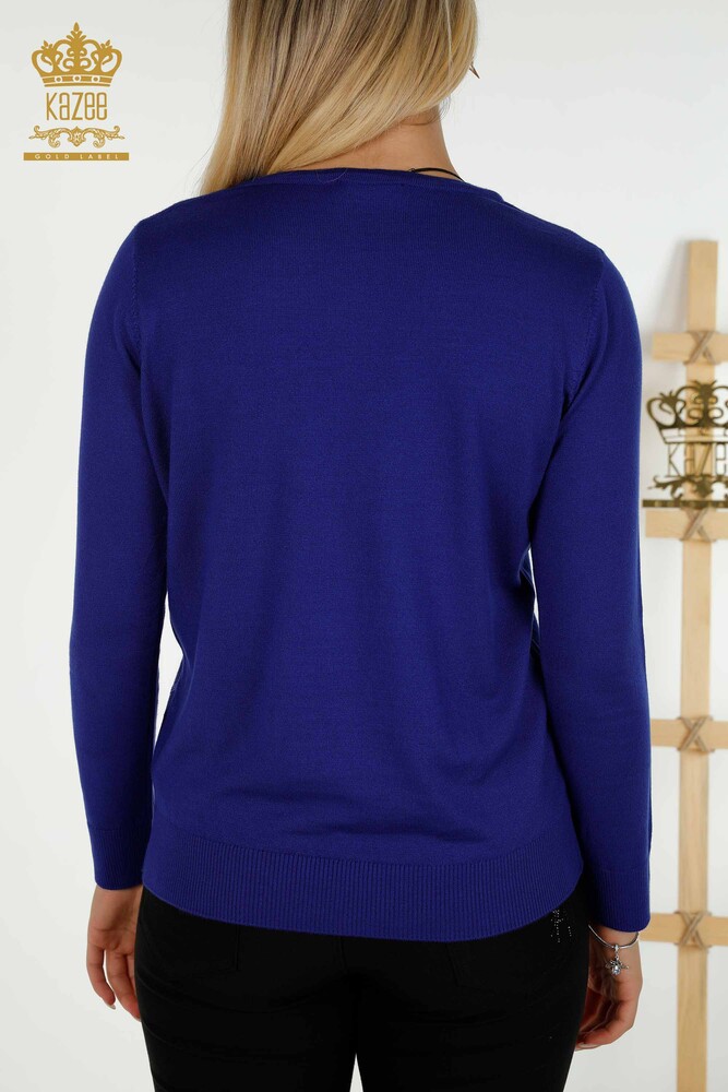 Pull en tricot pour femmes en gros à col rond Saks - 30027 | KAZEE - 7