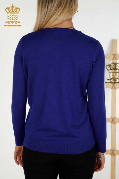 Pull en tricot pour femmes en gros à col rond Saks - 30027 | KAZEE - 7