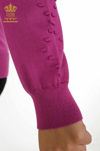 Grossiste Tricots Femme Pull Ras Du Cou Violet - 30408 ​​​​| KAZEE - Thumbnail