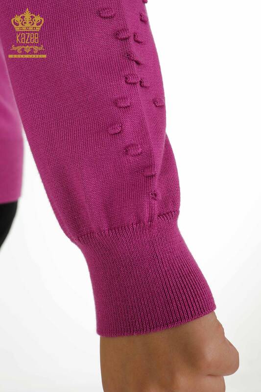 Grossiste Tricots Femme Pull Ras Du Cou Violet - 30408 ​​​​| KAZEE
