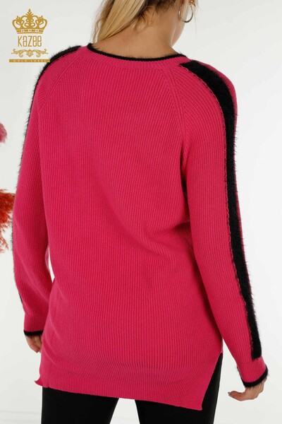 Pull en tricot pour femmes en gros détaillé Fuchsia - 19042 | KAZEE - Thumbnail