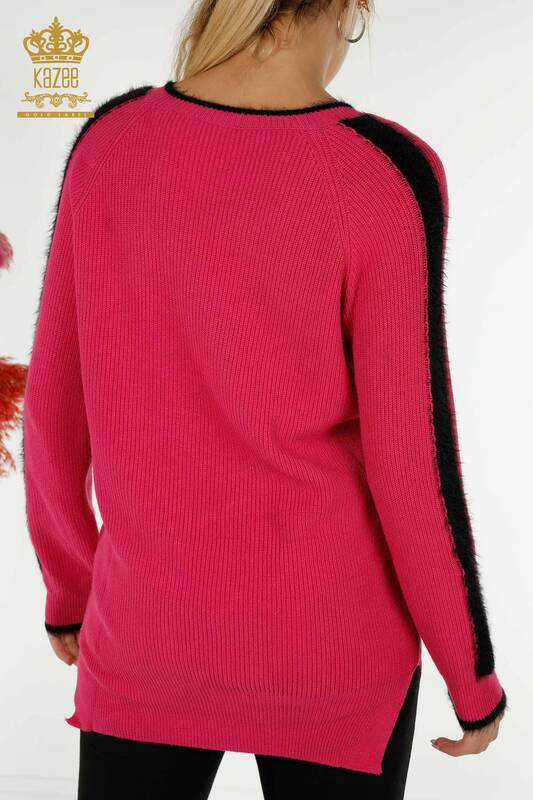 Pull en tricot pour femmes en gros détaillé Fuchsia - 19042 | KAZEE