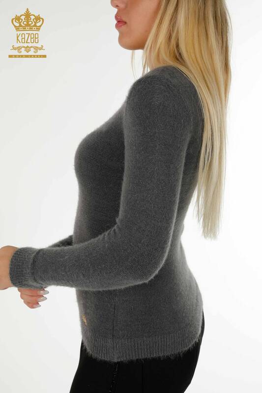 Pull en tricot pour femmes en gros avec logo Angora Anthracite - 18432 | KAZEE
