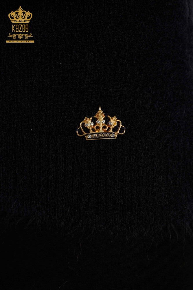 Pull en tricot pour femmes en gros avec logo Angora bleu marine foncé - 18432 | KAZEE - 4