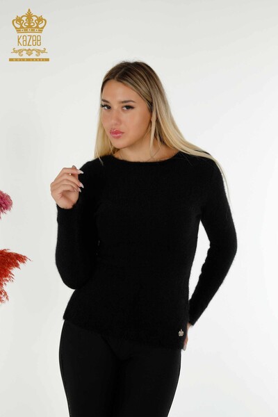 Pull en tricot pour femmes en gros avec logo Angora Noir - 18432 | KAZEE - Thumbnail