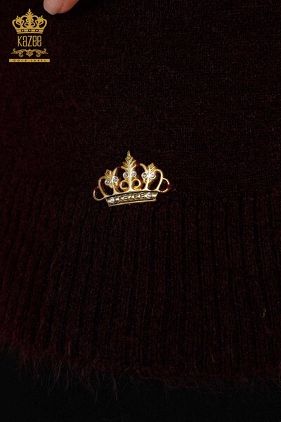 Pull en tricot pour femmes en gros avec logo Angora Prune - 18432 | KAZEE - 4