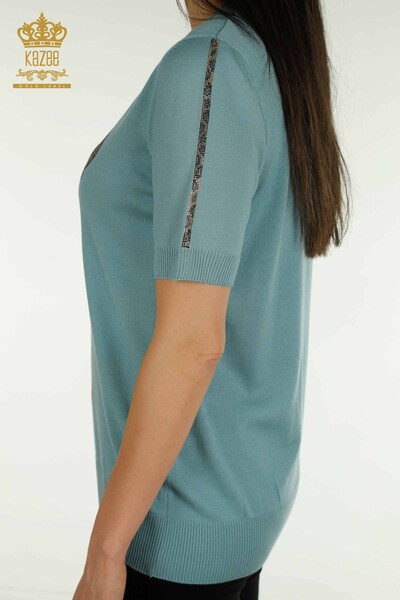 Pull en tricot à manches courtes pour femmes en gros Menthe - 30478 | KAZEE - Thumbnail
