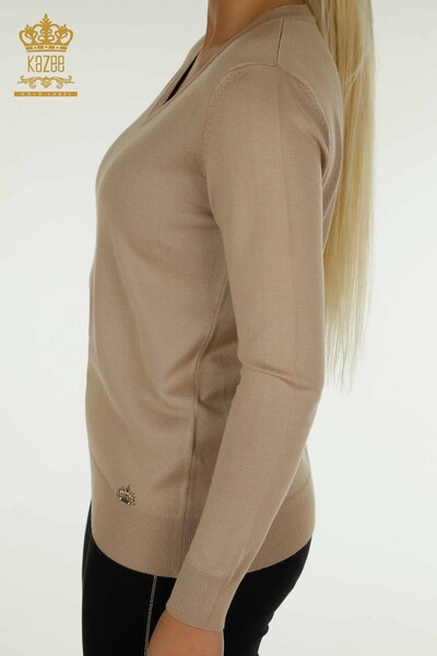 Pull en tricot à manches longues pour femmes en gros Beige - 11071 | KAZEE - Thumbnail